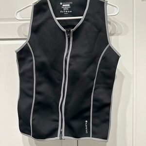 SaunaFX medium Black and Gray Zip-Up Vest,slimming,workout,athletic